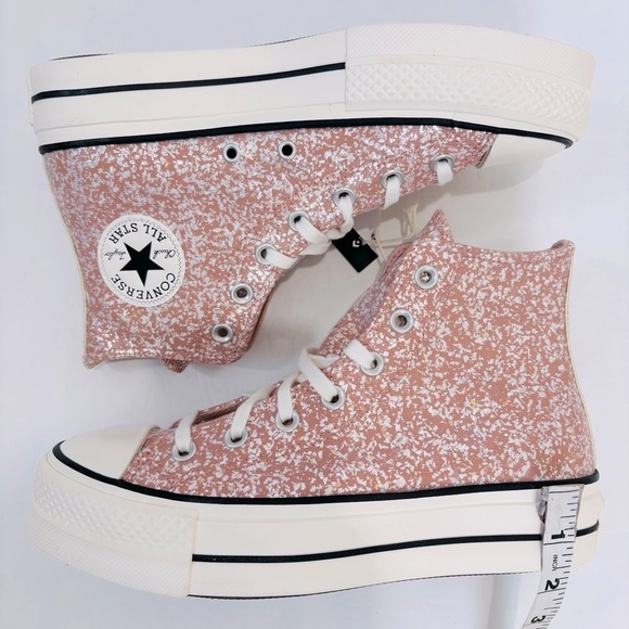 Converse Chuck Taylor Lift Platform Sparkling Glitter canvas high top sneakers - Picture 7 of 14